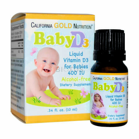 Чистый витамин Д3 для младенцев California Gold Nutrition 400IU (от 0 до 3 лет)