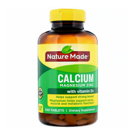 Кальций-Магний-Цинк с витамином D3
Nature Made, Calcium Magnesium Zinc with D3