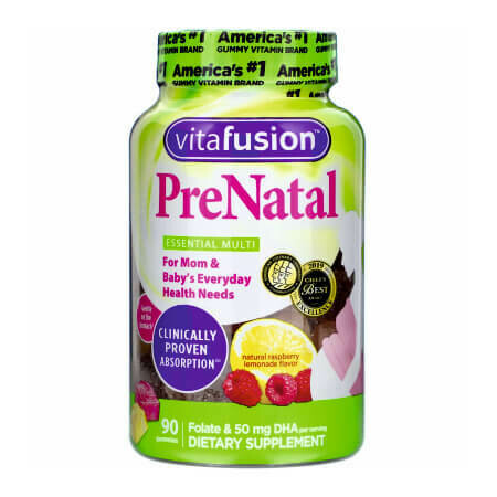 Витамины во время беременности и кормления грудью VitaFusion, PreNatal, Folate & DHA, Natural Raspberry Lemonade Flavor