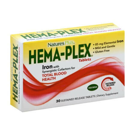 Для повышения гемоглобина Hema-Plex Nature&#39;s Plus 30 таблеток