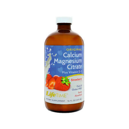 Жидкий кальций и магний + с Витамином D3, со клубники 472мл (большой объем)