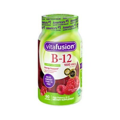 Жевательные мультивитамины со вкусом малины Vitafusion B12 60 вкусных мармеладок