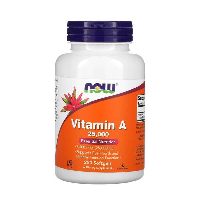 Now Foods, витамин A, 25 000 МЕ, 250 капсул