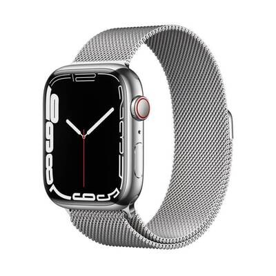 Apple Watch Series 7 GPS + Cellular, Silver Stainless Steel Case with Silver Milanese Loop