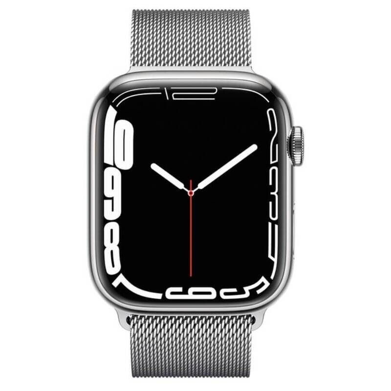 Apple Watch Series 7 GPS + Cellular, Silver Stainless Steel Case with Silver Milanese Loop