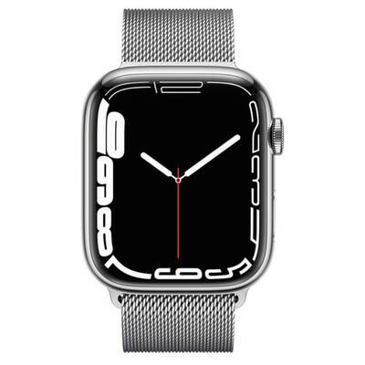 Apple Watch Series 7 GPS + Cellular, Silver Stainless Steel Case with Silver Milanese Loop