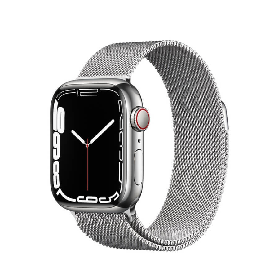 Apple Watch Series 7 GPS + Cellular, Silver Stainless Steel Case with Silver Milanese Loop