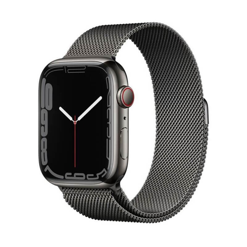 Apple Watch Series 7 GPS + Cellular, Graphite Stainless Steel Case with Graphite Milanese Loop