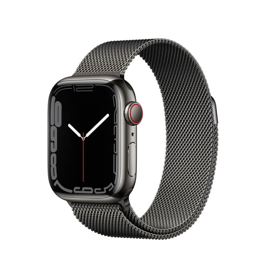 Apple Watch Series 7 GPS + Cellular, Graphite Stainless Steel Case with Graphite Milanese Loop