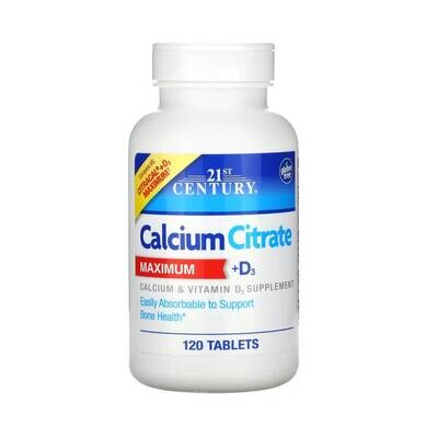 Цитрат кальция с витамином D3 МАКСИМУМ
21st Century Health Care Calcium Citrate Maximum+D3