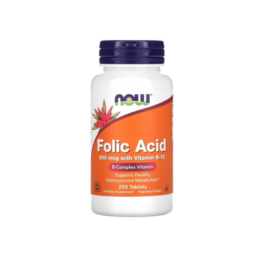 Now Foods Folic Acid с витамином B-12, 800 МКГ