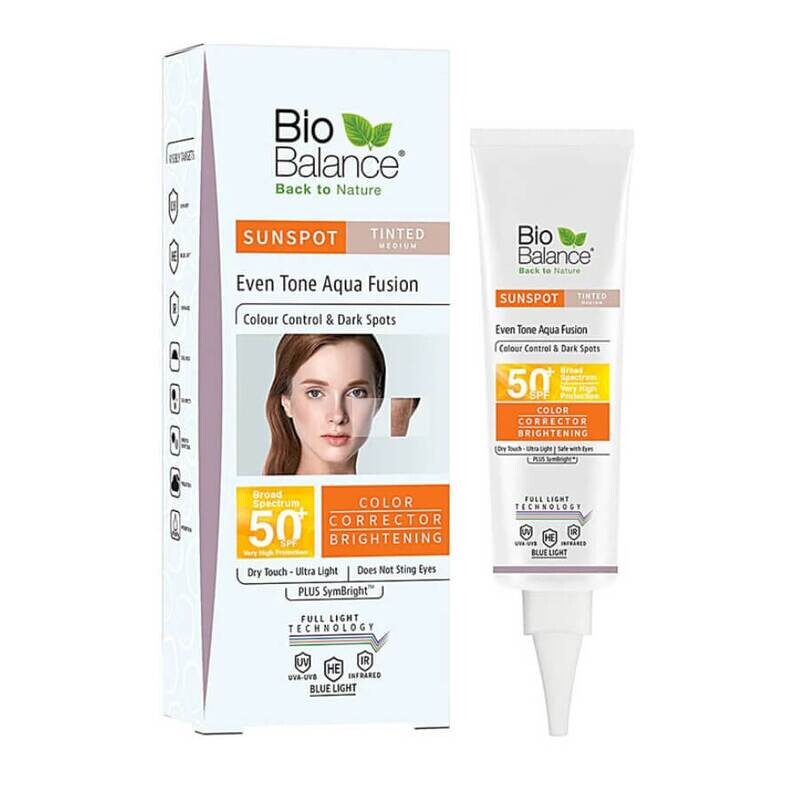 Матирующий солнцезащитный крем Bio Balance Tinted Medium Sunspot Even Tone Aqua Fusion SPF50+