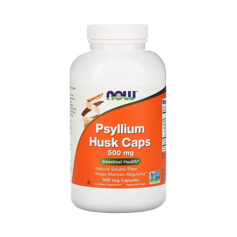 Пищевая клетчатка NOW Psyllium Husk для здоровья кишечника, 500 капсул