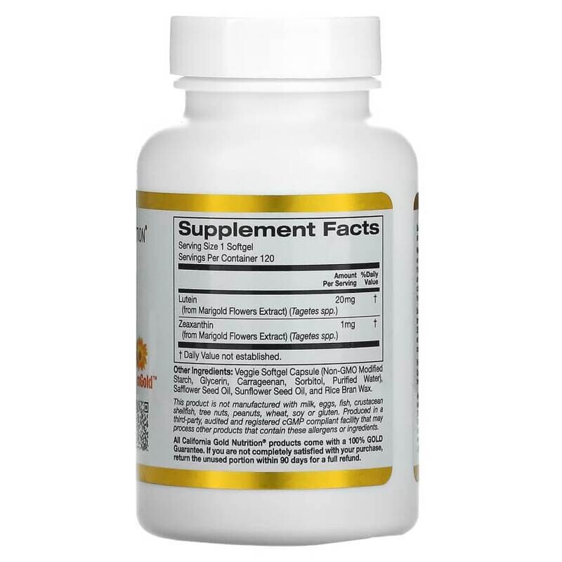 Капсулы California Gold Nutrition Lutein with Zeaxanthin, 20 мг