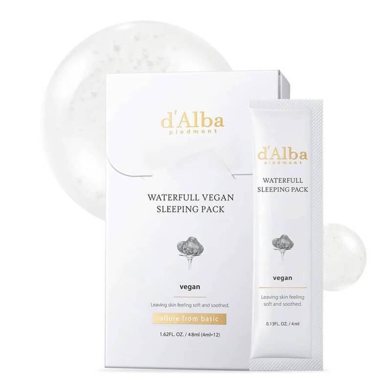 d&#39;Alba Waterfull Vegan Sleeping Pack увлажняющая ночная маска для лица с гиалуроновой кислотой (12 пачек по 4 мл)