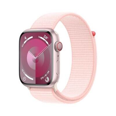 Apple Watch Series 9 GPS + Cellular Sport Loop, Выберите размер корпуса: 41 мм, Выберите цвет: Pink Aluminum Case with Light Pink Sport Loop