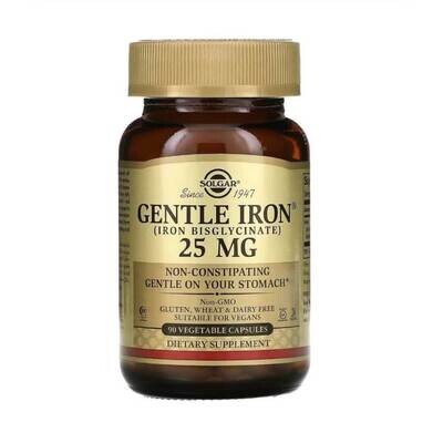 Железо представлено в форме хелата, Solgar, Gentle Iron, 25 мг