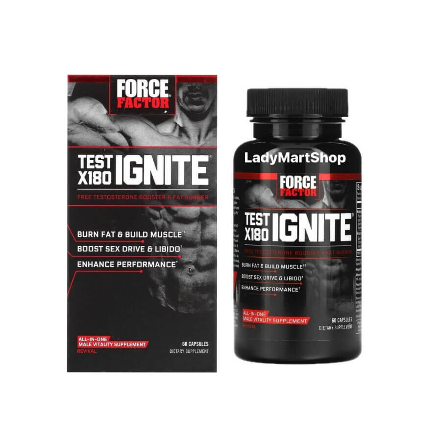Комплекс для повышения уровня свободного тестостерона и сжигания жира, Force Factor, Test X180 Ignite