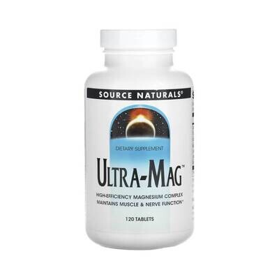 Source Naturals Ultra-Mag, 200 мг, магний + В6, 120 таблеток