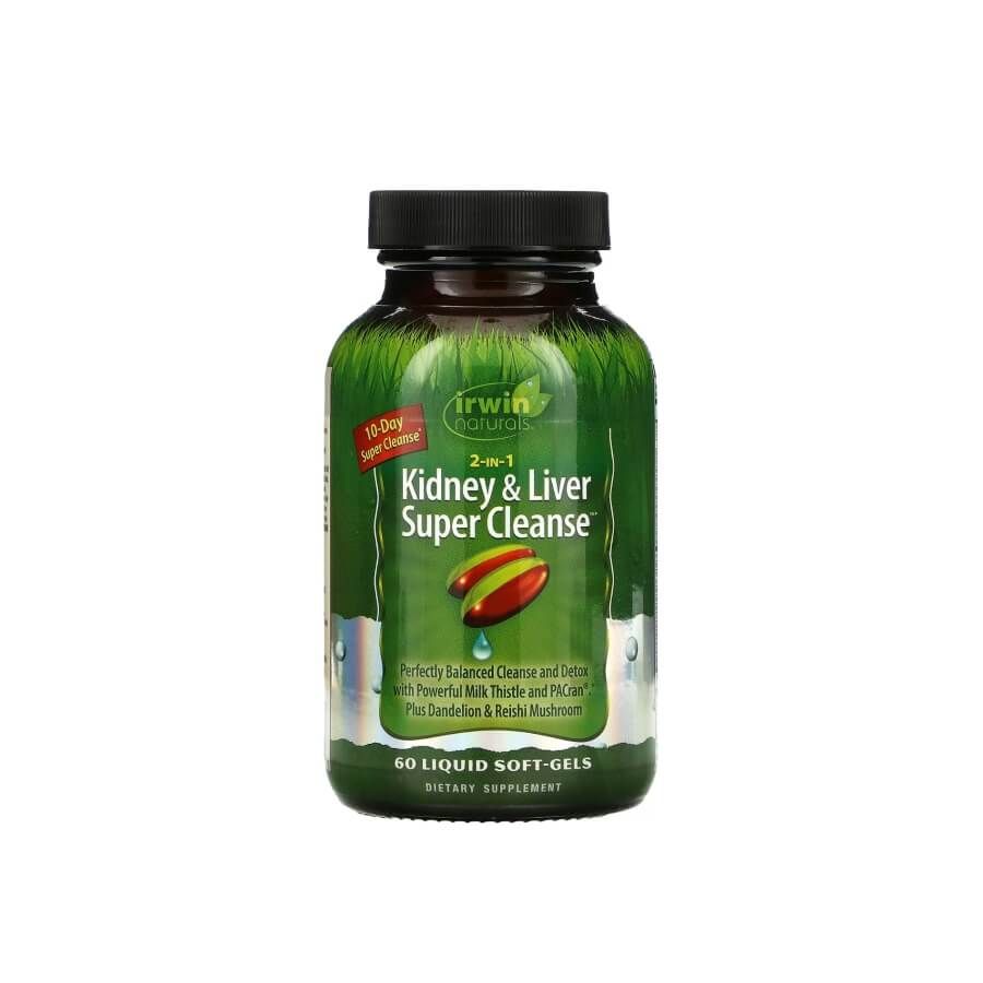 2-In-1 Kidney &amp; Liver Super Cleanse, 60 капсул (Irwin Naturals, США) — Для очищения печени и почек