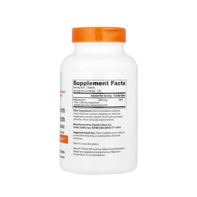 Doctor's Best High Absorption Magnesium Lysinate Glycinate 100% Chelated