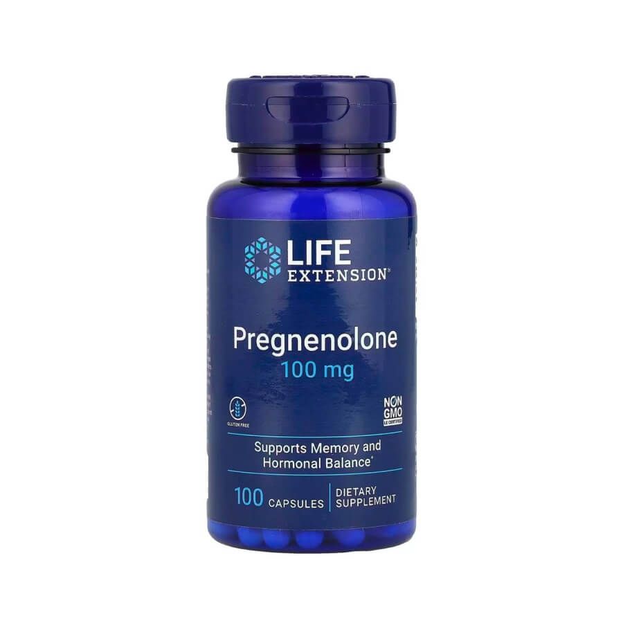 Life Extension Pregnenolone 100 мг – Поддержка памяти и гормонального баланса -100 капсул