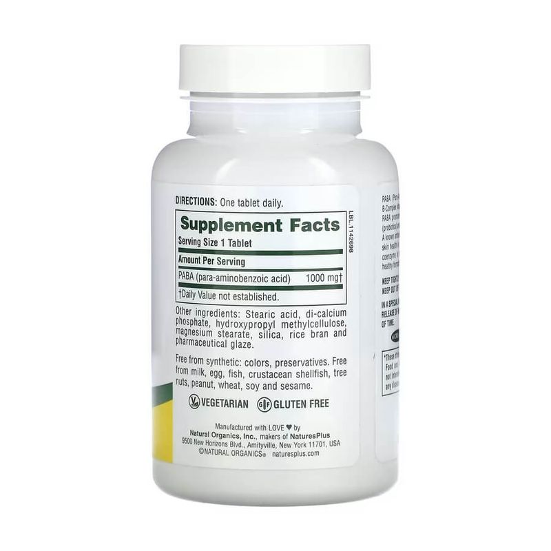 Nature's Plus PABA Sustained Release 1000 mg – для здоровья вашей кожи и организма
