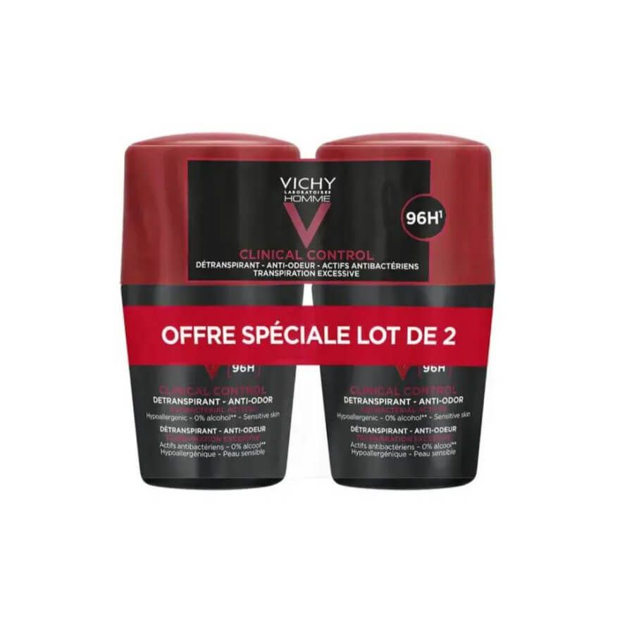 Набор мужских антиперспирантов Vichy Homme Clinical Control 96H (50 мл × 2 шт)