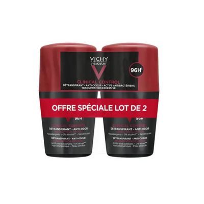 Набор мужских антиперспирантов Vichy Homme Clinical Control 96H (50 мл × 2 шт)