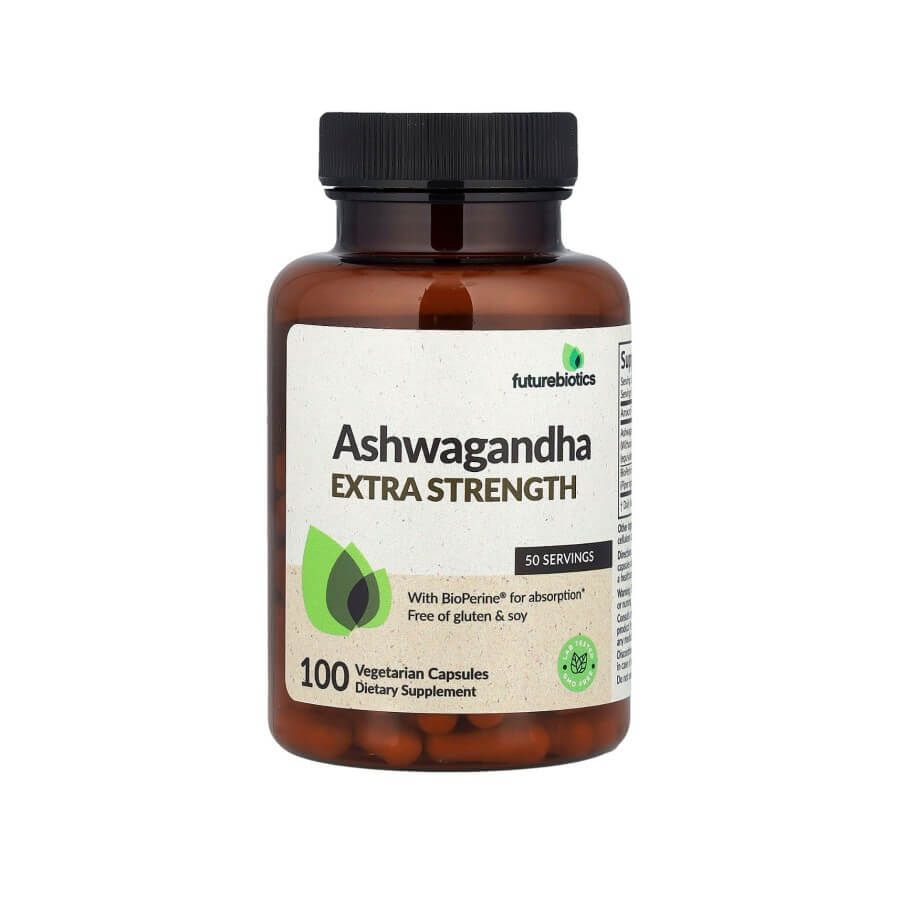 Futurebiotics Ashwagandha Extra Strength 100 капсул — ашваганда с BioPerine для снижения стресса и повышения энергии