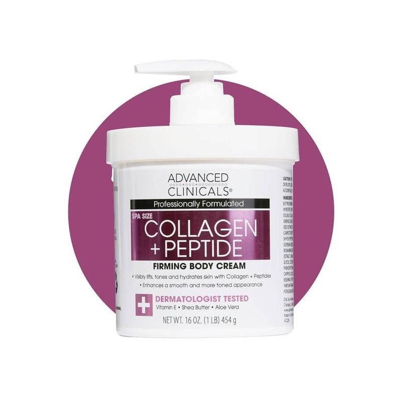 Advanced Clinicals Collagen + Peptide Firming Body Cream 454 г — крем для упругости и питания кожи