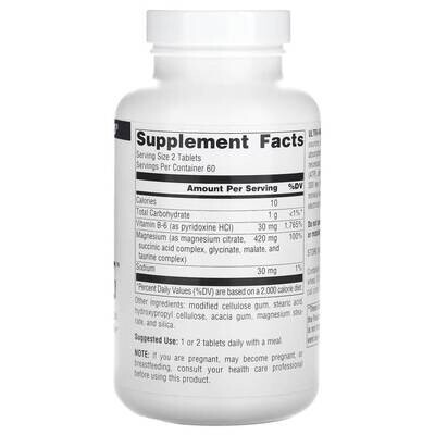 Source Naturals Ultra-Mag, 200 мг, магний + В6, 120 таблеток