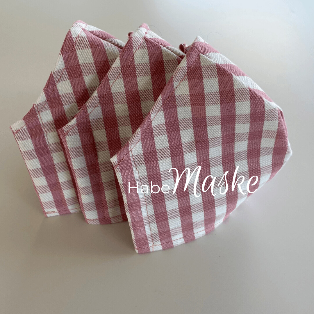 HabeMaske kariert, rosa/weiß
