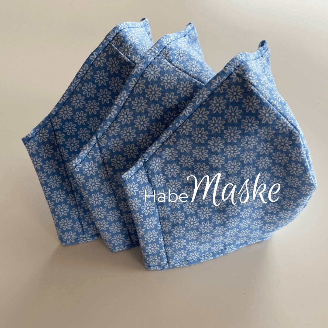 HabeMaske Blümchen, hellblau/weiß