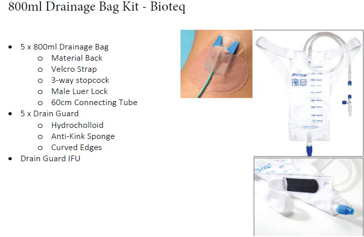 ME.BTKT01 - Bioteq Drainage Bag Kit DB-800C-MS-V-DF [800ml] + Drain Guard 8150 - Free Delivery, VAT incl.