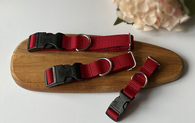Red/ Burgundy Webbing Dog Collar