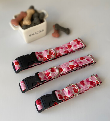 Red And Pink Heart Dog Collar