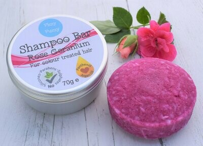 Rose Geranium Shampoo Bar. For dull or colour treated hair.