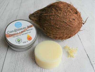 Coconut & Shea Butter Conditioner Bar. For dry or damaged hair.