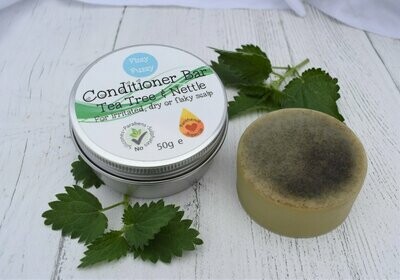 Tea Tree & Nettle Conditioner Bar. For problem, dry or flaky scalp.