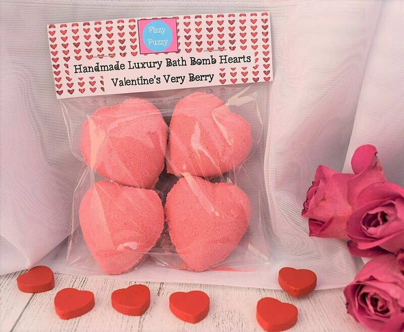 Valentine's Love Heart Very Berry Bag of Bath Bomb Hearts