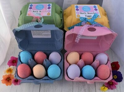 Easter Egg Bath Bombs x6 in coloured egg box