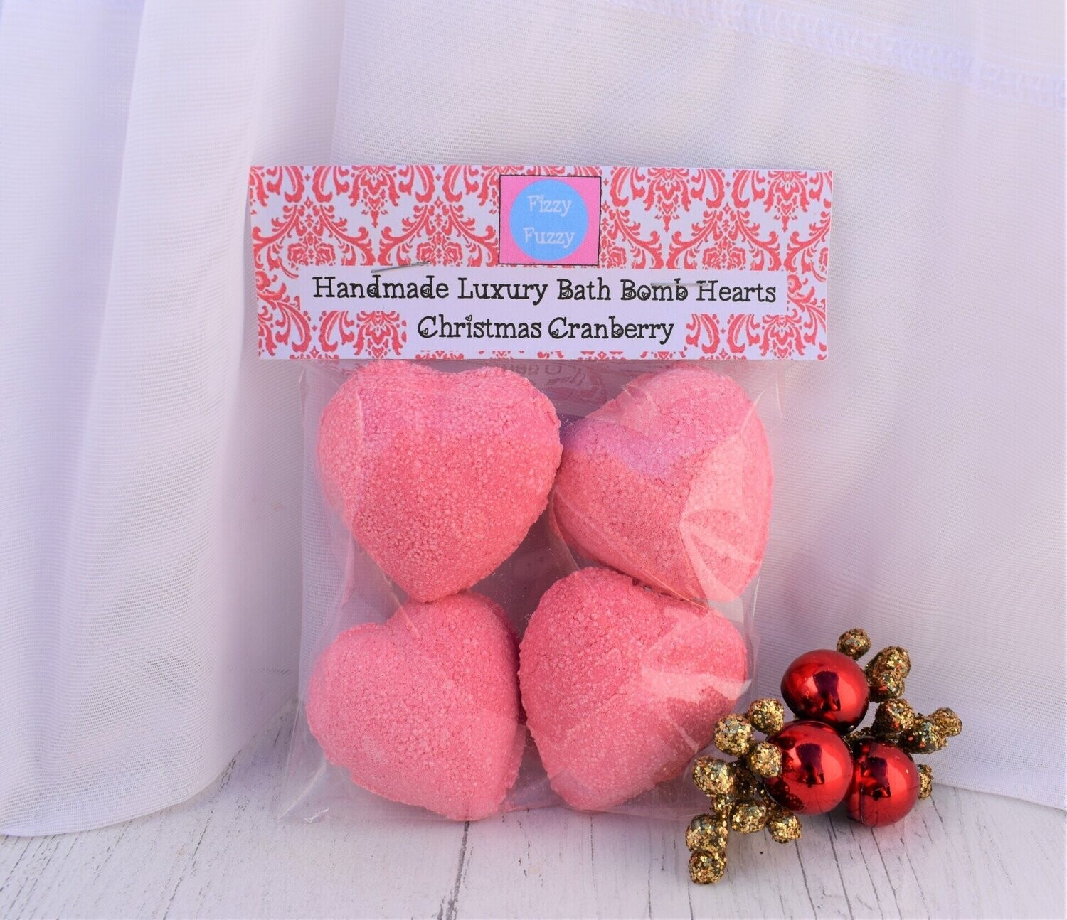 Christmas Cranberry Berry Bag of Bath Bomb Hearts