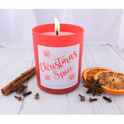 Christmas Spice Fragrance Luxury Soy Wax Candle in box. 35 hour burn.