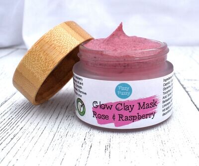 Face Mask | Glow Clay Mask | Rose & Raspberry | Non drying | Vegan | Plastic Free. By Fizzy Fuzzy.