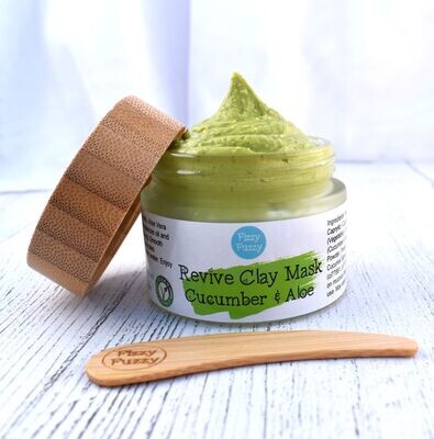 Face Mask | Revive Clay Mask | Cucumber & Aloe | Non drying | Vegan | Plastic Free. By Fizzy Fuzzy.
