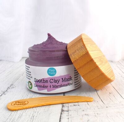 Face Mask | Soothe Clay Mask | Lavender & Marshmallow | Non drying | Vegan | Plastic Free. By Fizzy Fuzzy.