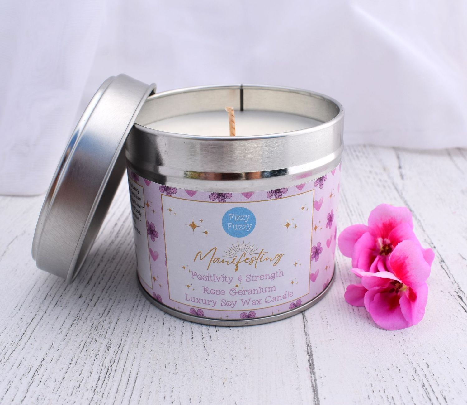 Manifesting Positivity & Strength - Rose Geranium Luxury Soy Wax Candle