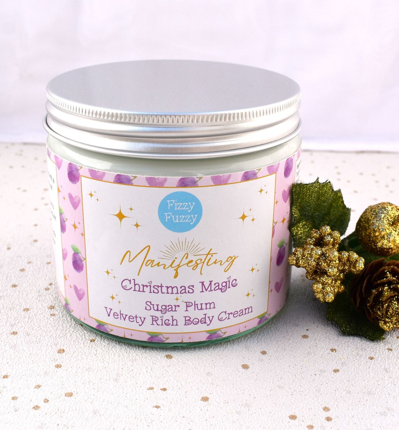 Fizzy Fuzzy Manifesting Christmas Magic Sugar Plum Luxury Velvety Rich Body Cream  | Manifest | Body Butter | Vegan | Plastic Free | Handmade by Fizzy Fuzzy