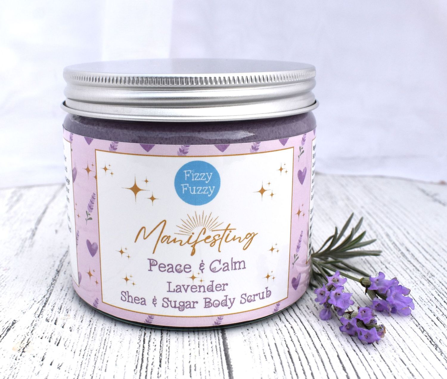 Fizzy Fuzzy Lavender Exfoliating Shea & Sugar Body Scrub | Manifest Peace & Calm | Body Polish | Sugar Scrub | Vegan | Plastic Free | Handmade by Fizzy Fuzzy